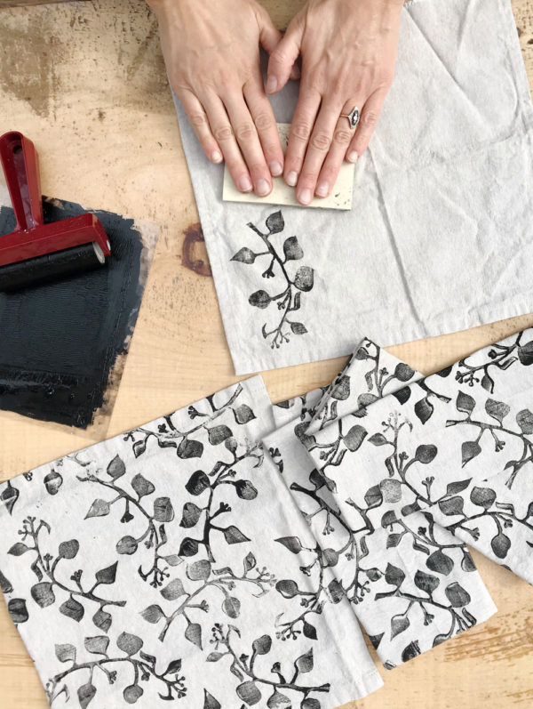 Materials Kit: Block Printed Linen Napkin Gift Set