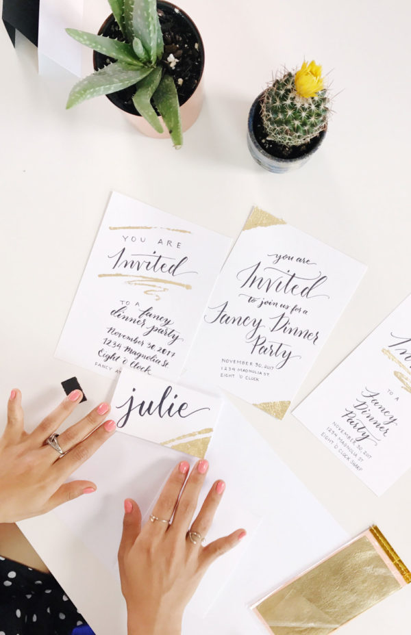 Gold Embellished Brush Pen Lettering | Shinah Chang | The Crafter's Box