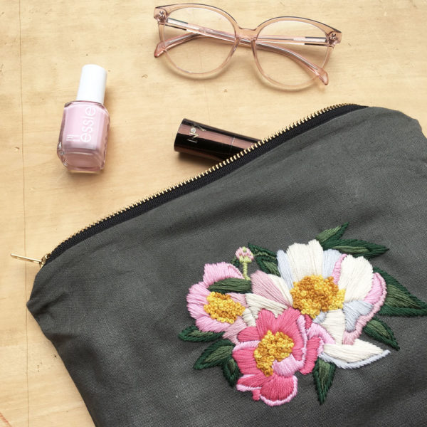 Peony Embellished Pouch Embroidery Kit