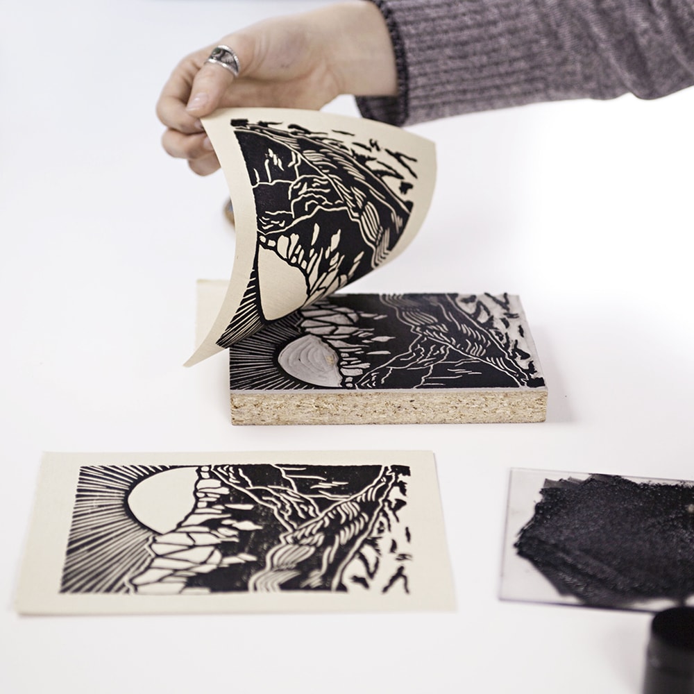Carved Linoleum Landscape Carving | Aftyn Shah
