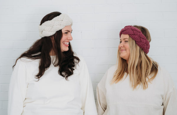 Braided Tunisian Ear Warmer | White & Mulberry | The Crafter's Box