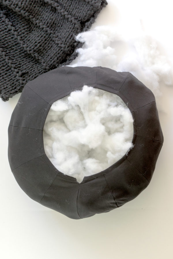 A Custom Knitted Pouf Lining | The Crafter's Box
