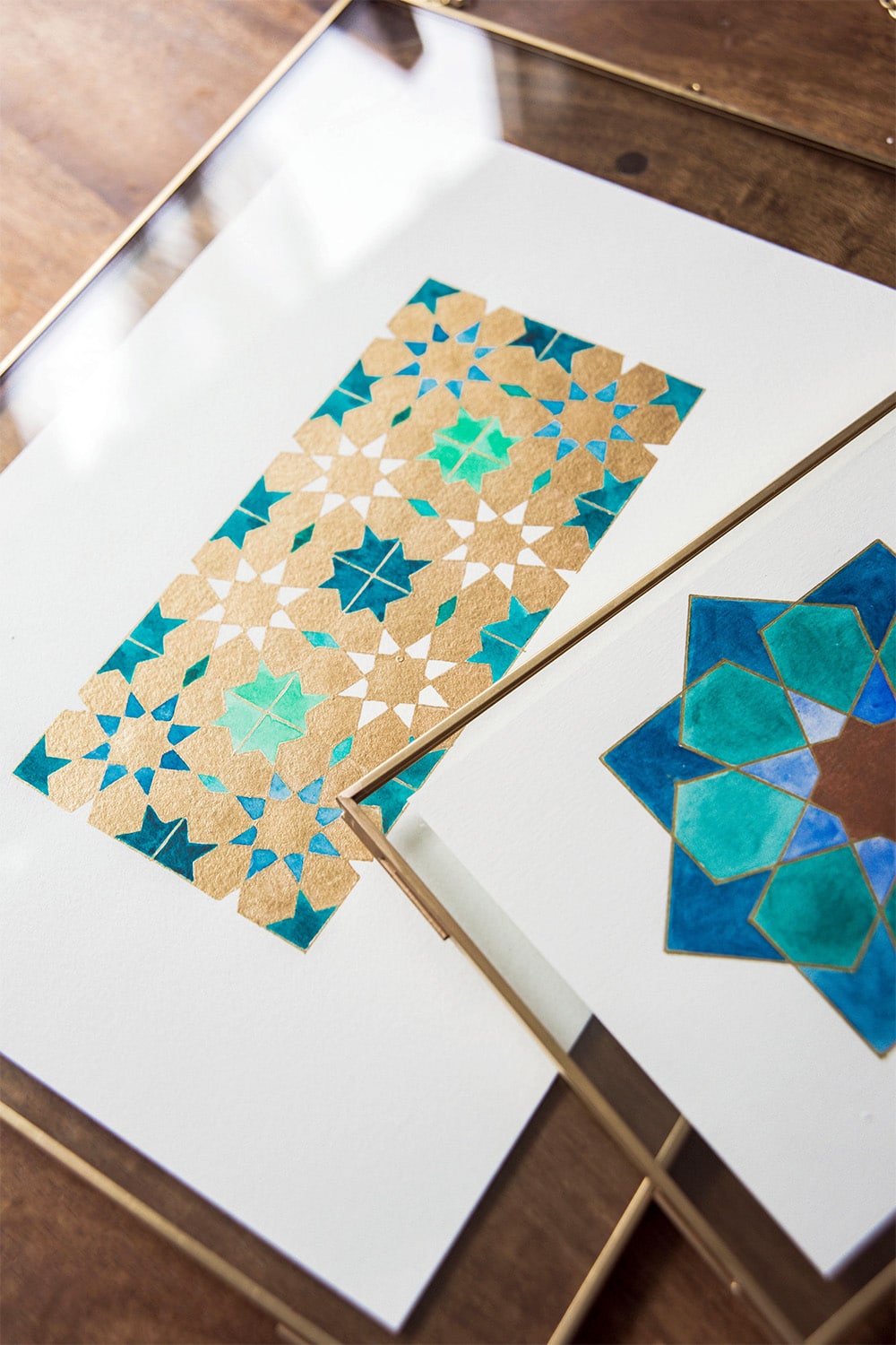 Eastern Geometric Drawing & Painting | Brass Frame | Zahra Ammar | Crafter's Box