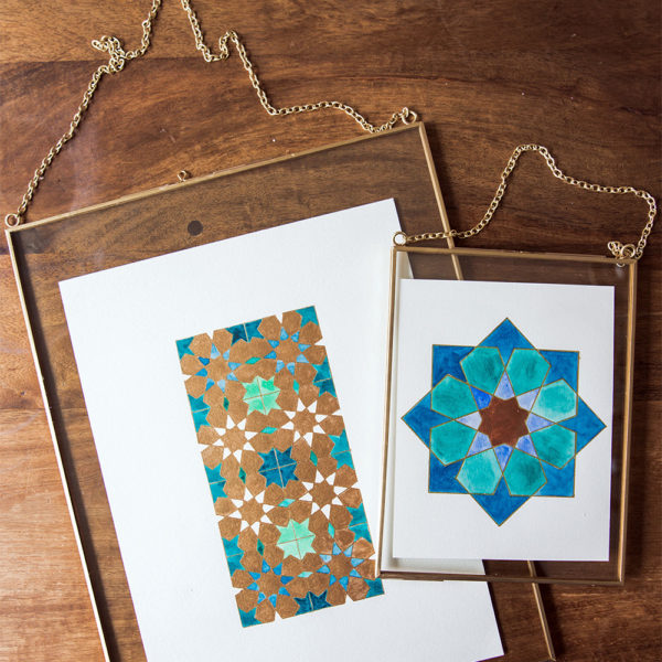 Eastern Geometric Drawing & Painting | Brass Frame | Zahra Ammar | Crafter's Box