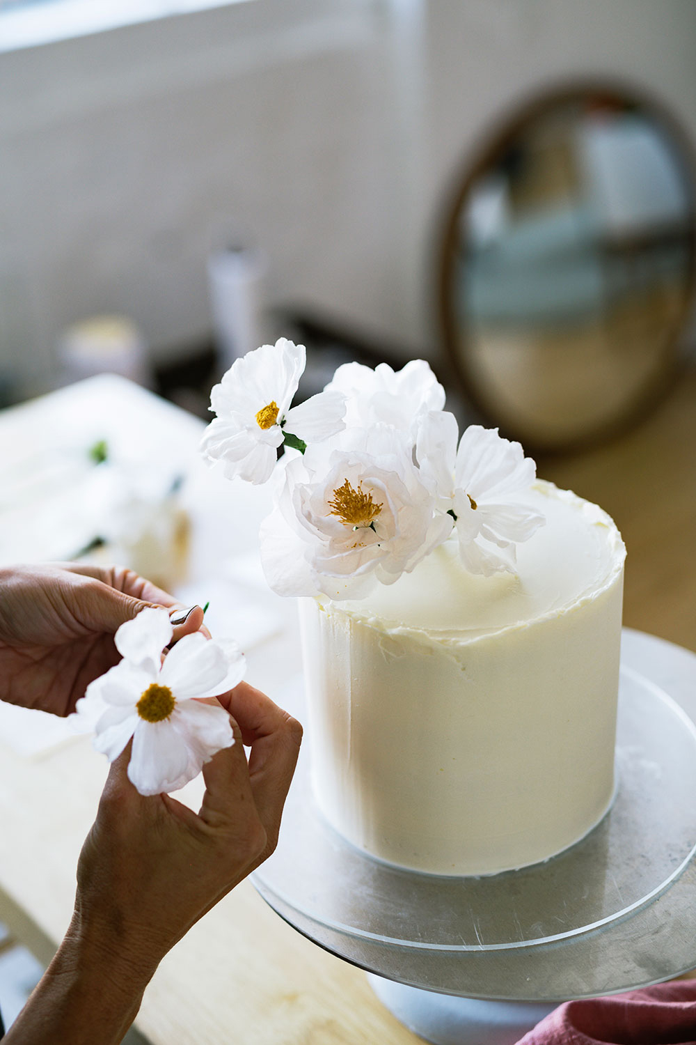 Wafer Paper Flower Tutorial + Basketweave Cake