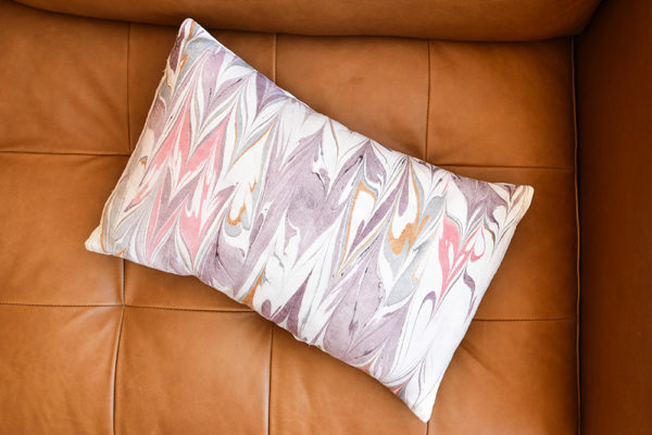 Leather and Fabric Marbling Workshop | Marbled Lumbar Pillow Add-On | Natalie Stopka | The Crafter's Box