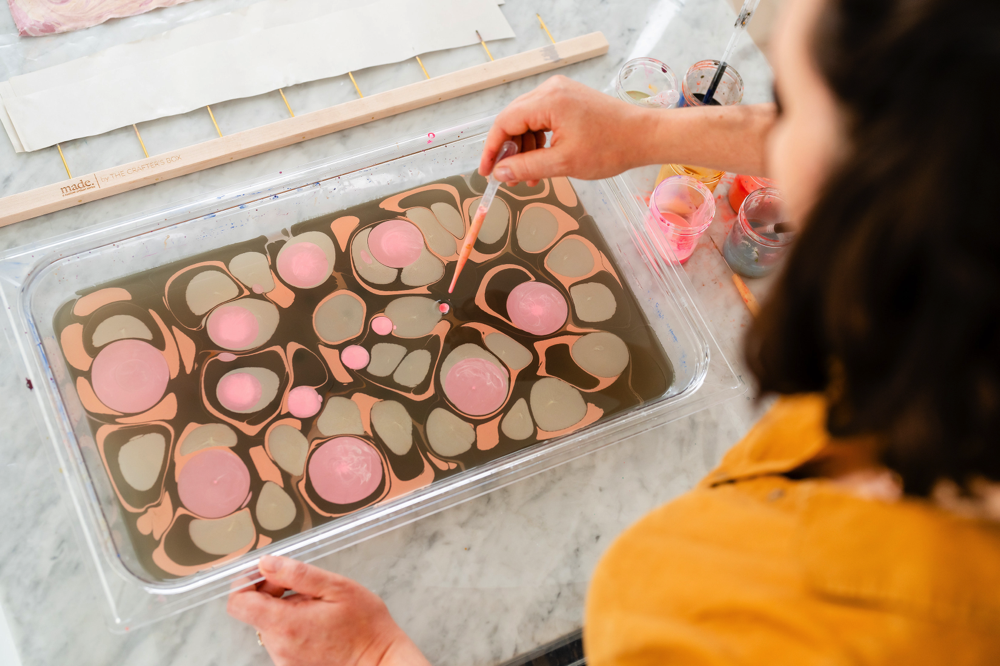 Leather and Fabric Marbling Workshop | Natalie Stopka | The Crafter's Box