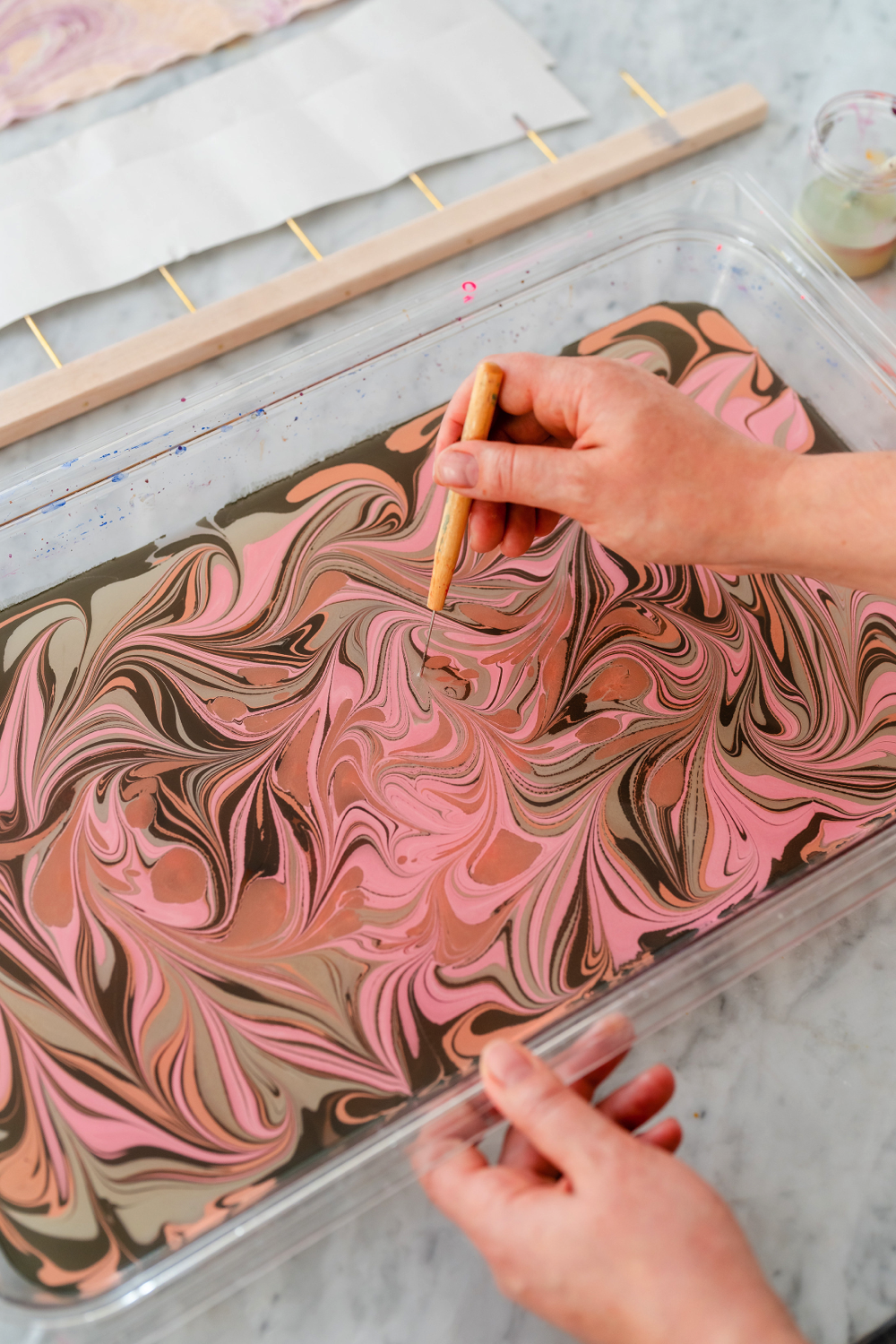 Leather and Fabric Marbling Workshop | Natalie Stopka | The Crafter's Box