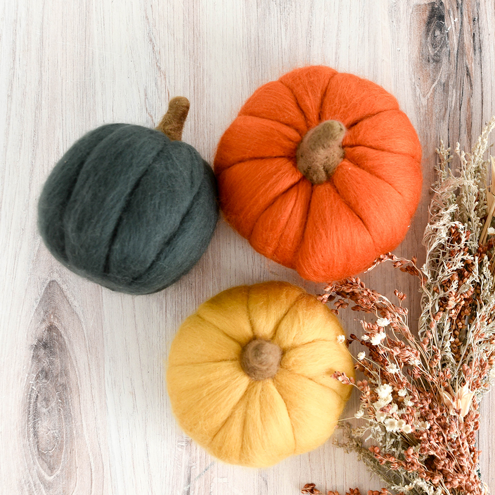 Wool Pumpkins Felting Kit - 12 Colors Autumn Goods Craft Kit - DIY