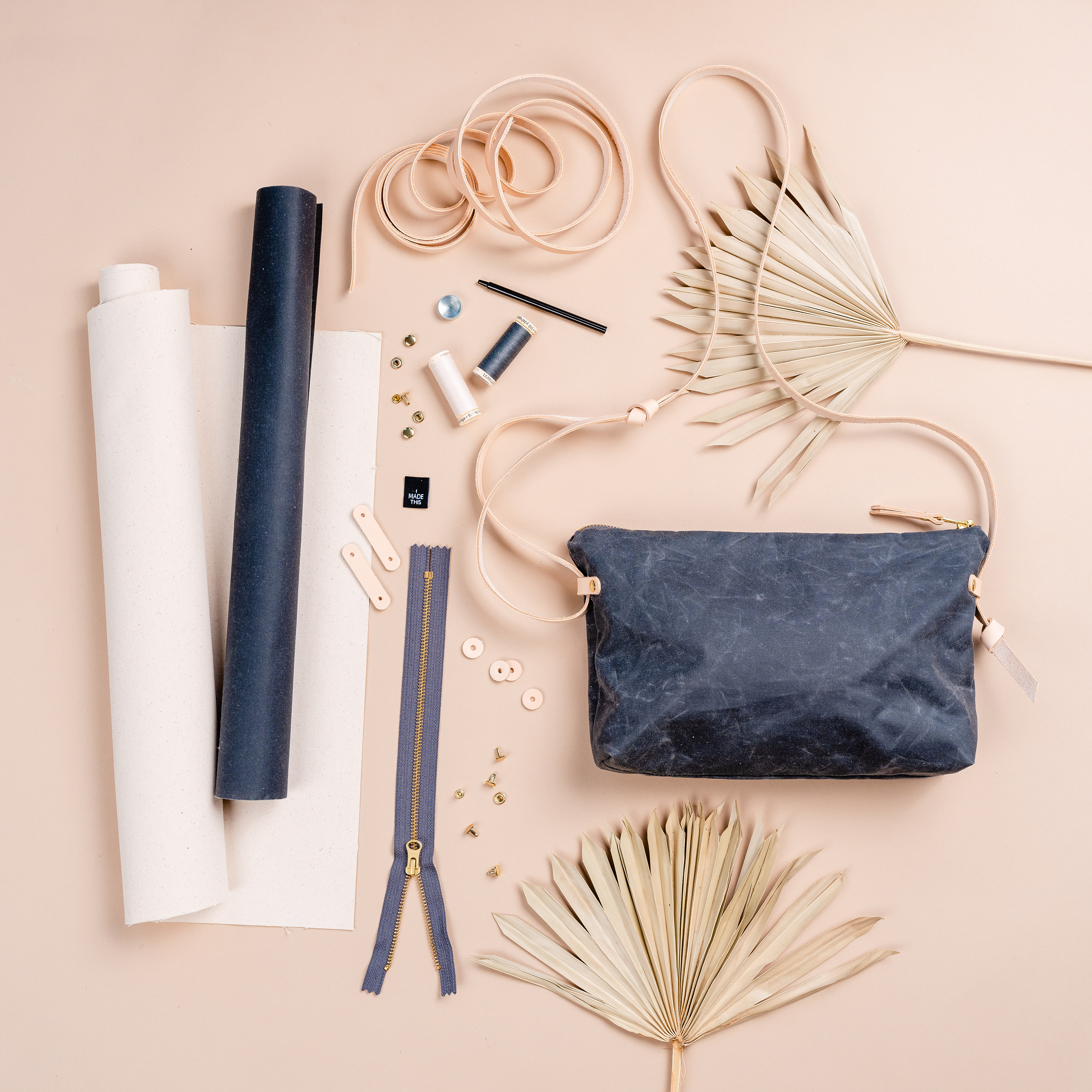 Waxed Canvas & Leather Crossbody Bag Premium Workshop | Ellie Lum | The Crafter's Box