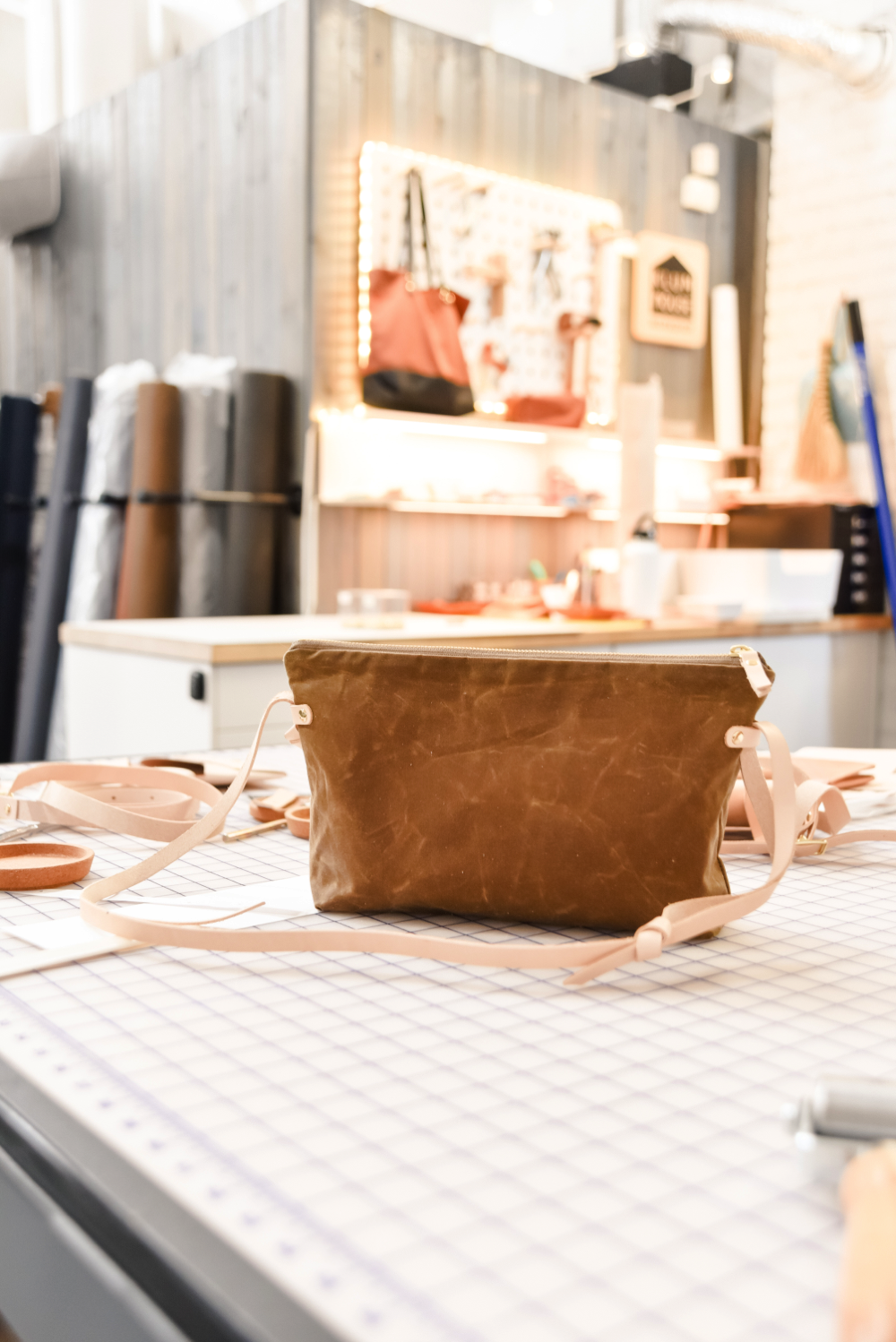 Waxed Canvas & Leather Crossbody Bag Premium Workshop | Ellie Lum | The Crafter's Box