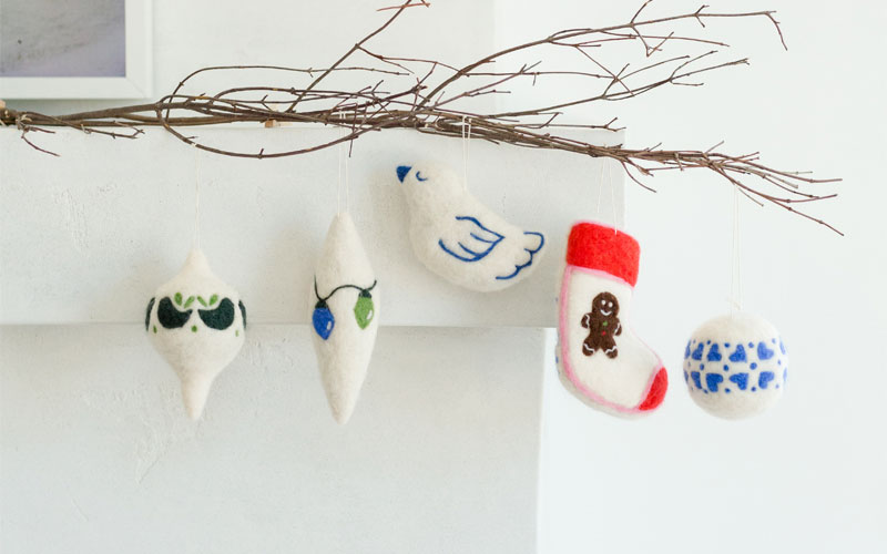 Wool felted ornaments