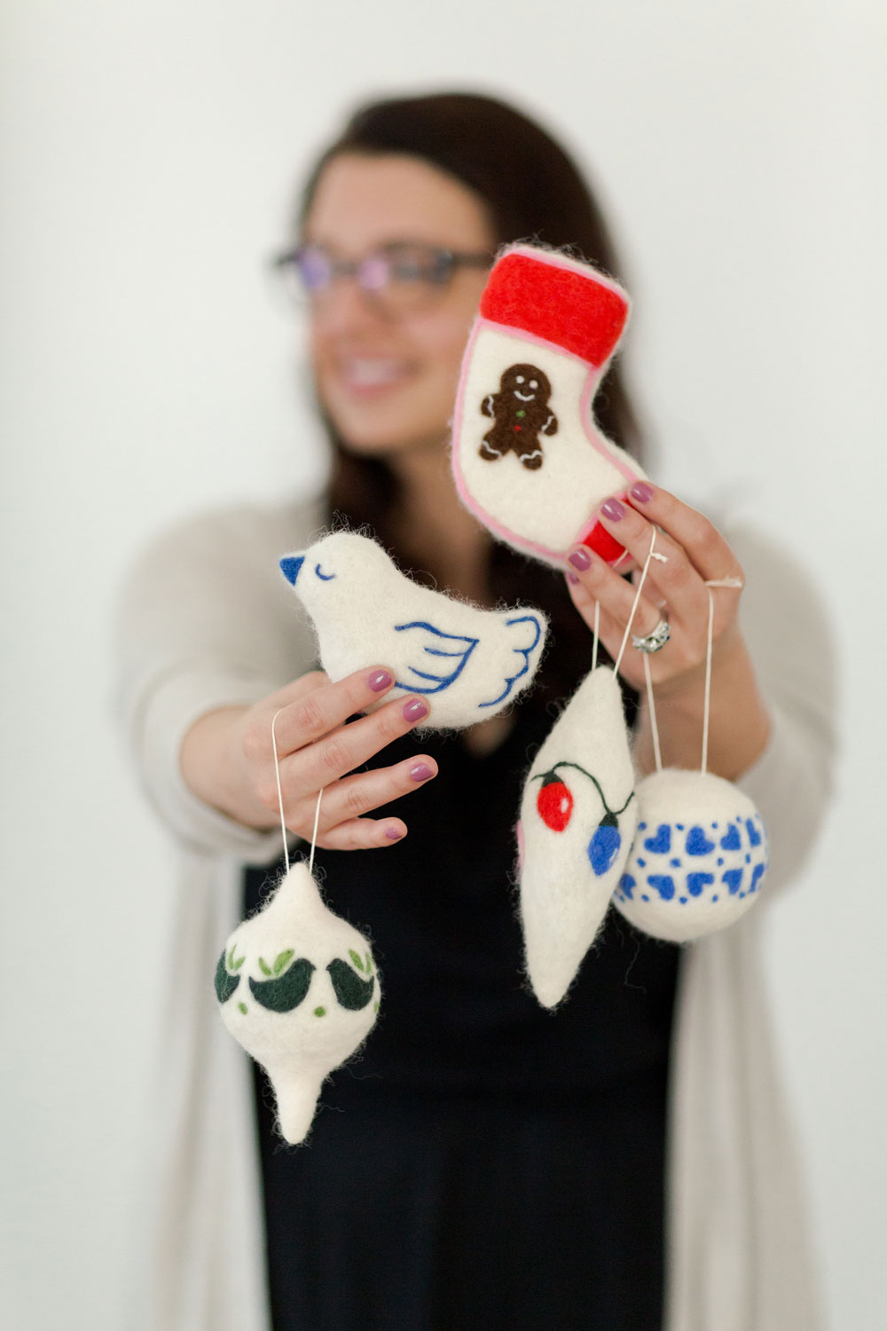 Wool felted ornaments