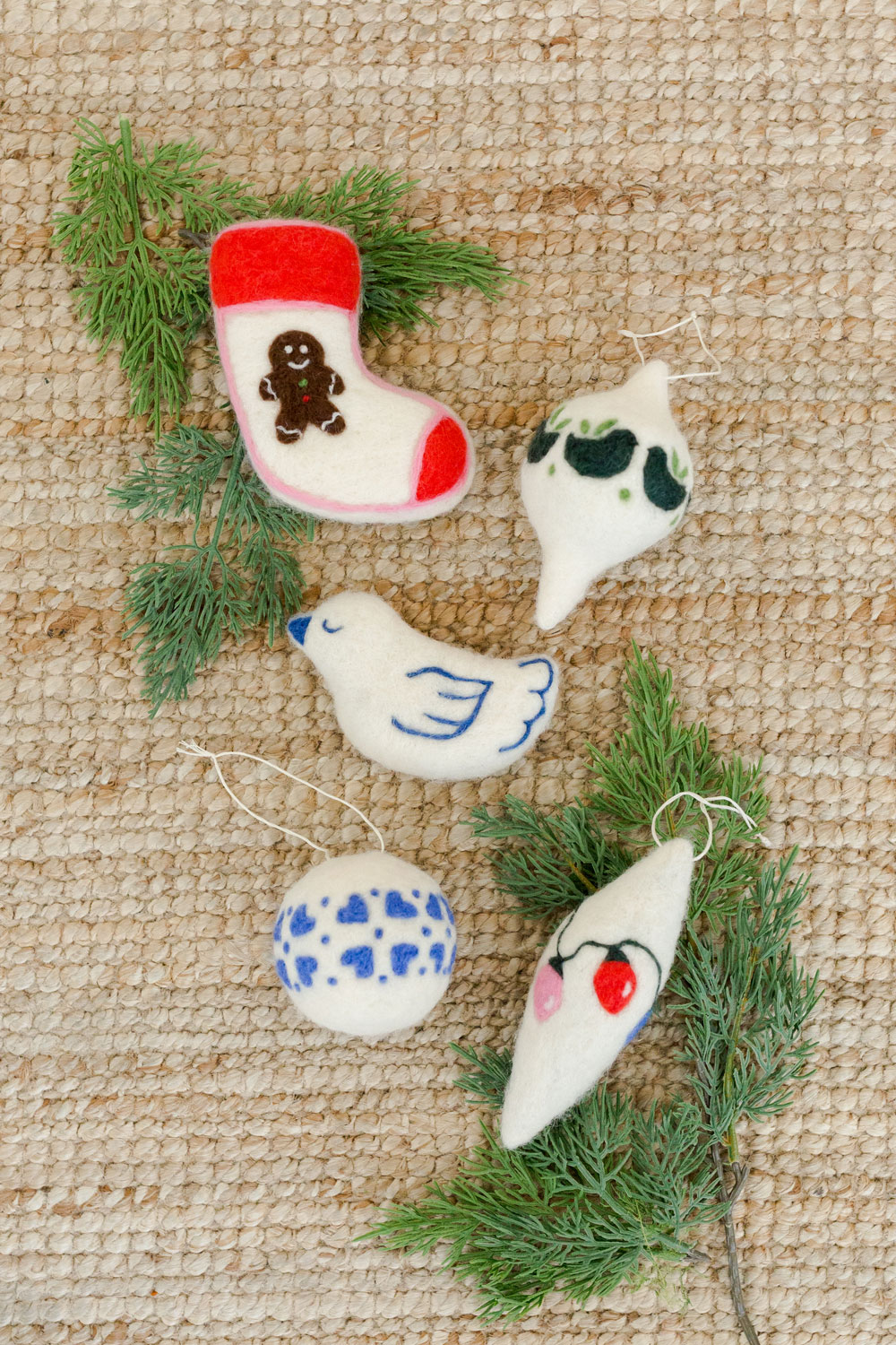 Wool felted ornaments