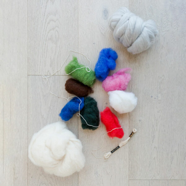 Wool felted ornaments materials