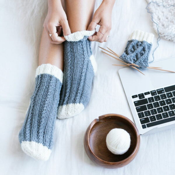 cozy knit cabled socks