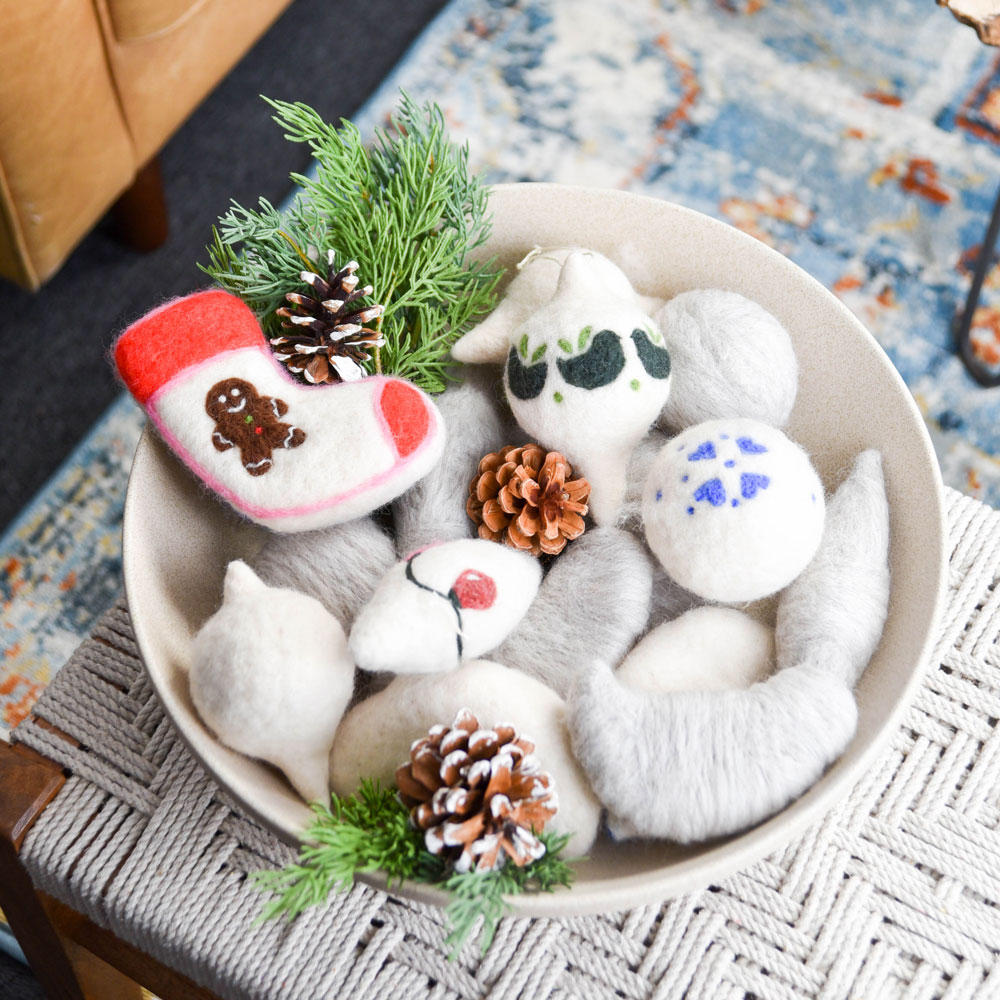 Wool felted ornaments