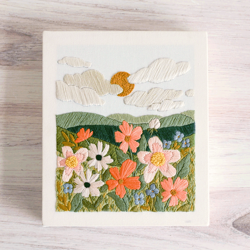 Square Punch Needle Kit - Wildflowers - Stitched Modern