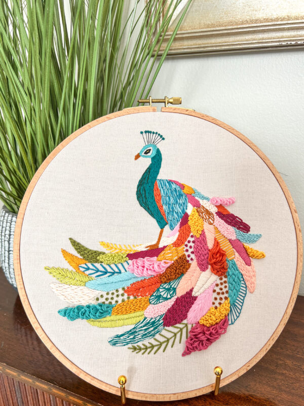Colorful Peacock Embroidery Digital Pattern by Bloom and Floss | Crafter