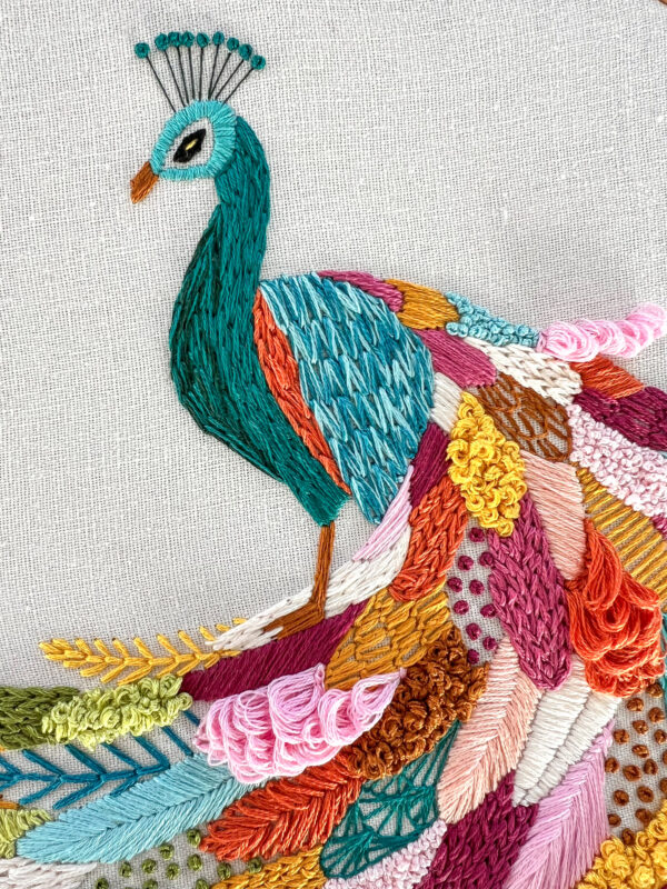 Colorful Peacock Embroidery Digital Pattern by Bloom and Floss | Crafter