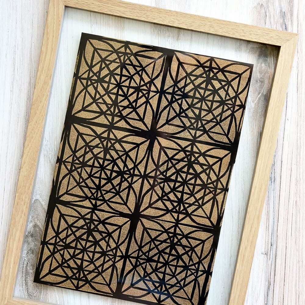 Tiled Block Print with Gradation | Gold on Black Scarf | Mindy Schumacher | The Crafter's Box