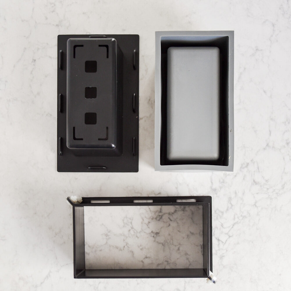 Rectangular three-piece silicone and plastic hard case mold